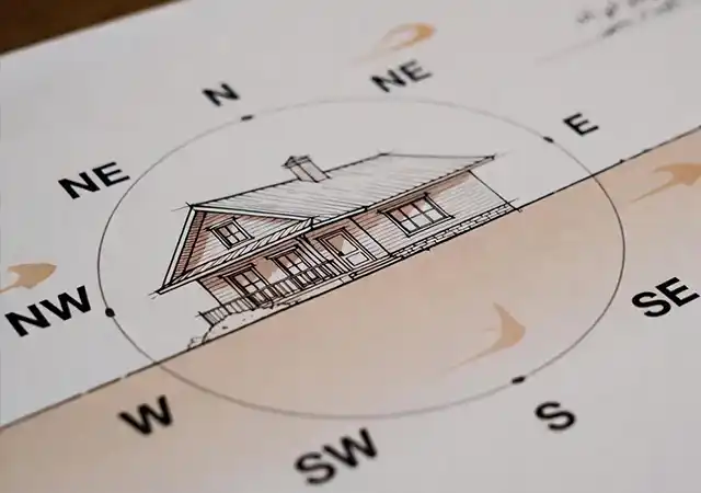 اینفوگرافی واقعی درباره تأثیر جهت بادهای غالب گیلان بر موقعیت قرارگیری ویلا و بازشوهای ساختمان.